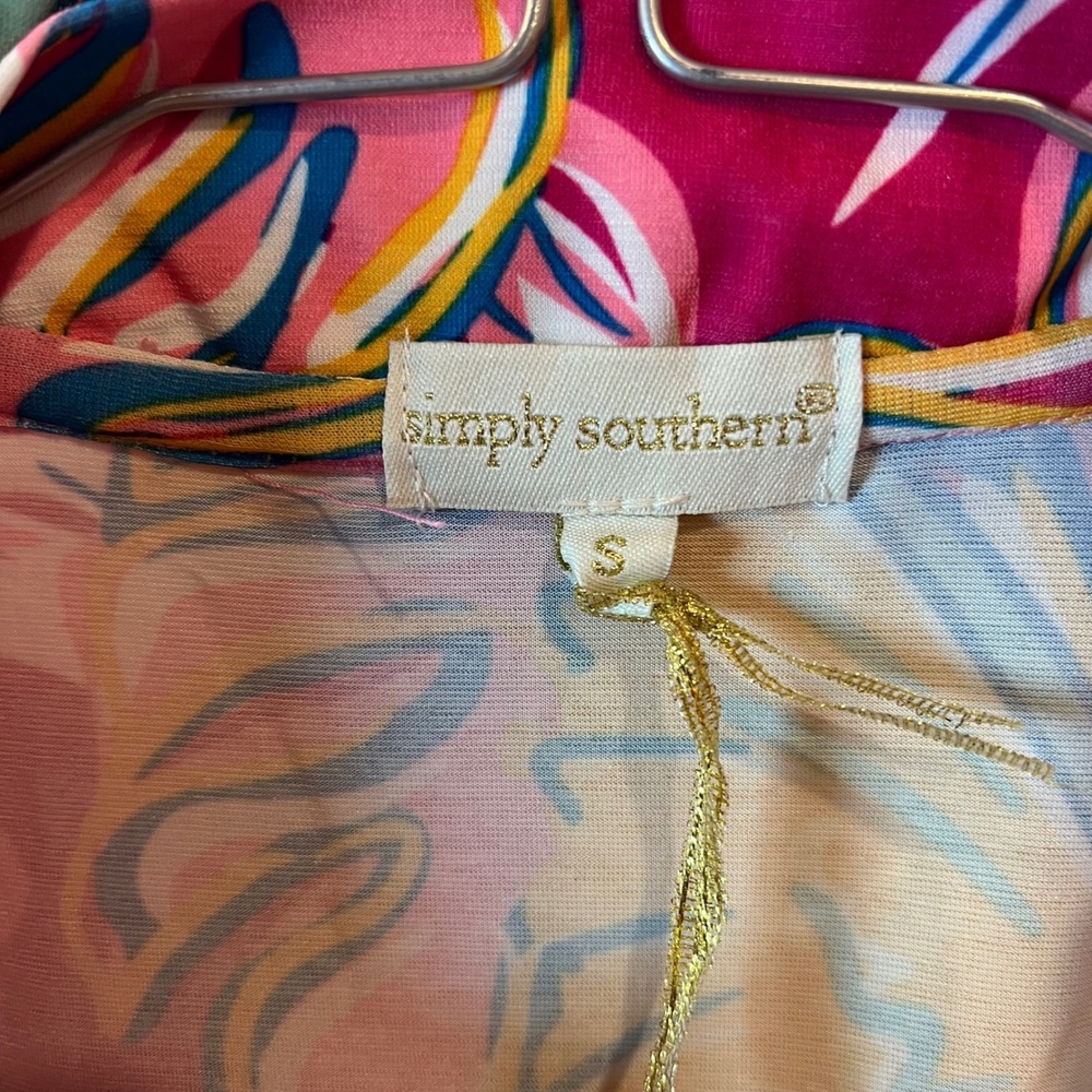 Simply Southern Womens Dress Tropical Parrot Palm Leaf Multicolor Size S NWT - Picture 2 of 6